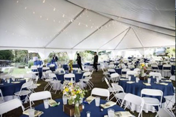 Tables, chairs, and linens for events