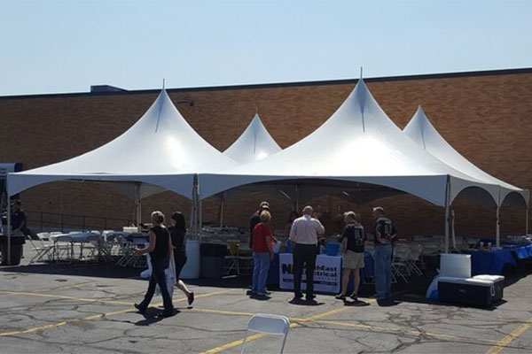 Tables, chairs, and linens for events