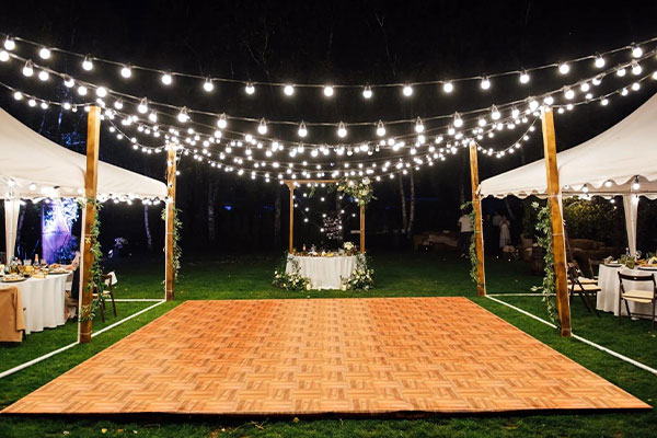 Tables, chairs, and linens for events