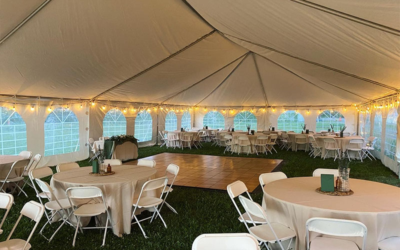 30x45 framed tent with rectangle tables